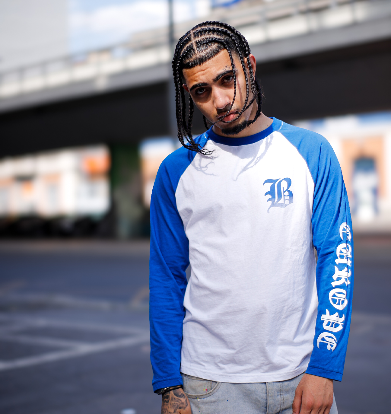 WHITE/BLUE | LONG SLEEVE TEE